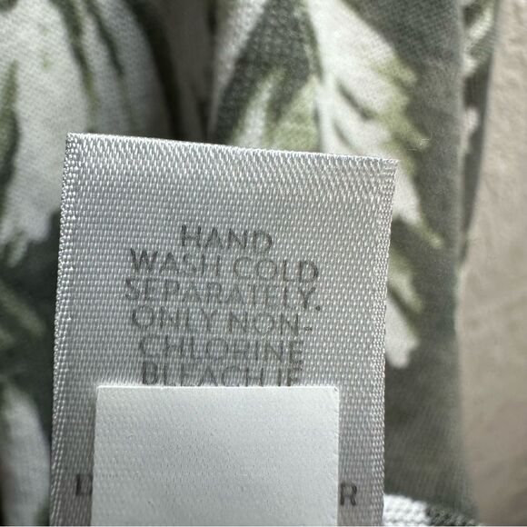 J. Jill Olive Green Palm Leaf Linen Modal Blend Lightweight Sweater Boxy Size LP - Picture 4 of 8